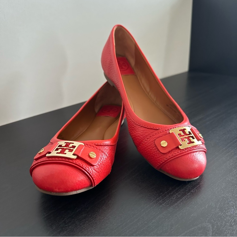 *LIKE NEW* Tory Burch Red Clines Ballet Flats, Size US 7 W